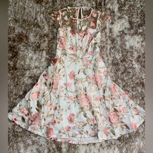 White dress with colorful flowers (size S/M)